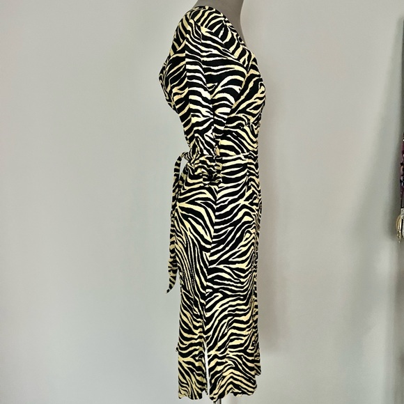 FAITHFULL THE BRAND - RAFA MIDI DRESS AMAIA ZEBRA PRINT PALE YELLOW SIZE 4 NWOT - Picture 8 of 12